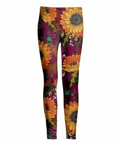 Lily | Purple & Gold Sunflower Leggings - Women