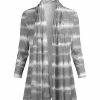 Lily | Gray & White Tie-Dye Stripe Ruched-Collar Open Cardigan - Women