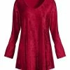 Lily | Red Velvet V-Neck Tunic - Women