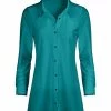Lily | Turquoise Front-Pocket Button-Up Tunic - Plus