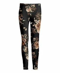 Lily | Black & Champagne Rose Leggings - Women & Plus