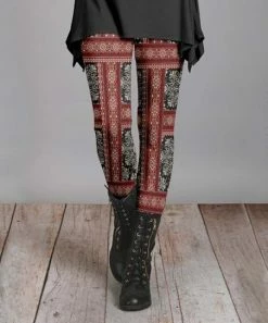 Lily | Red & Black Geometric Leggings - Women