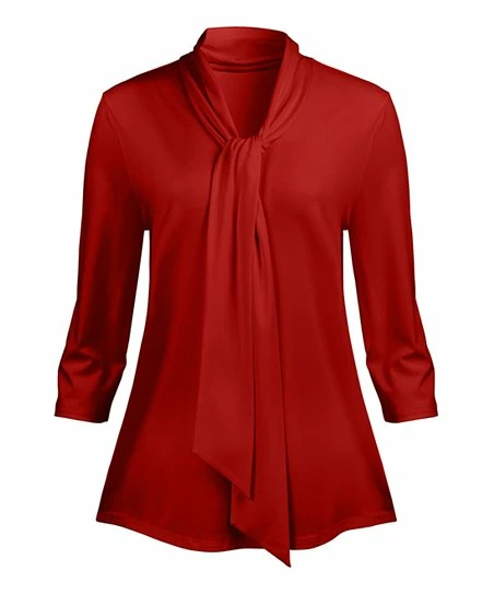 Lily | Red Tie-Neck Tunic - Women & Plus 1 Lily | Red Tie-Neck Tunic - Women & Plus