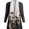 Lily | Black & White Floral Drape-Front Open Cardigan - Plus
