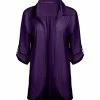 Lily | Purple Roll-Tab Sleeve Open Cardigan - Plus