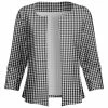 Lily | White & Black Gingham Three-Quarter Sleeve Cardigan - Women