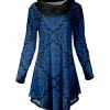 Lily | Blue & Black Arabesque Long-Sleeve Cowl Neck Tunic - Women