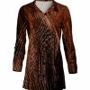 Lily | Brown & Rust Abstract Dot Velvet Button Tunic - Women