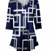 Lily | Navy & Gray Geometric Three-Quarter Sleeve V-Neck Tunic - Women
