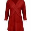 Lily | Red Infinity-Knot V-Neck Tunic - Women