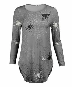 Lily | Black & Gray Spider Long-Sleeve Tunic - Plus