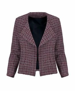 Lily | Red & Black Plaid Fold-Over Lapel Jacket - Women & Plus