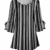 Lily | Black & White Stripe Tie-Sleeve Ruffle Tunic - Plus