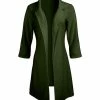 Lily | Green Three-Quarter Sleeve Longline Jacket - Women