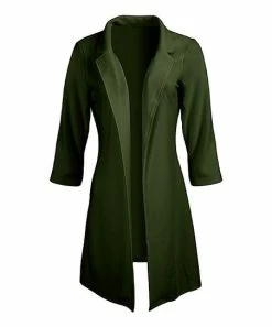 Lily | Green Three-Quarter Sleeve Longline Jacket - Women