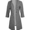 Lily | Black & White Houndstooth Three-Quarter Sleeve Longline Jacket - Women & Plus