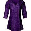 Lily | Purple Velvet V-Neck Tunic - Women