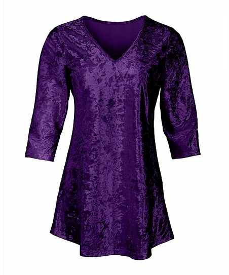 Lily | Purple Velvet V-Neck Tunic - Women 1 Lily | Purple Velvet V-Neck Tunic - Women