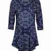 Lily | Navy & White Arabesque Boatneck Tunic - Plus