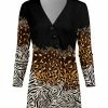 Lily | Black & Brown Animal Print Button-Accent Surplice Tunic - Women