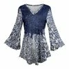 Lily | Blue & White Abstract Ruffle Bell-Sleeve Tunic - Plus