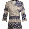 Lily | Beige & Navy Floral Surplice Tunic - Women