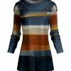 Lily | Navy & Brown Color Block Drape-Front Tunic - Women