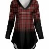 Lily | Red & Black Plaid V-Neck Hi-Low Tunic - Women