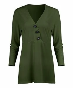 Lily | Green Button-Accent Surplice Tunic - Women