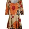 Lily | Beige & Orange Floral Pleated Tunic - Women