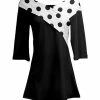 Lily | Black & White Polka Dot Wrap-Neck Three-Quarter Sleeve Tunic - Women