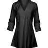 Lily | Black Collared V-Neck Tunic - Women