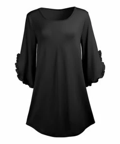 Lily | Black Ruffle-Accent Tunic - Women