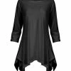 Lily | Black Boatneck Handkerchief-Hem Swing Tunic - Plus