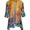 Lily | Yellow & Teal Floral Sidetail Open Cardigan - Women