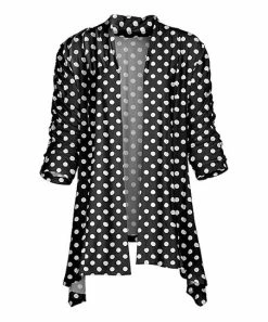 Lily | Black & White Polka Dot Sidetail Open Cardigan - Plus