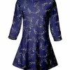 Lily | Navy & Gray Floral Three-Quarter Sleeve Boatneck Tunic - Plus
