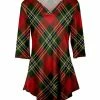 Lily | Red & Green Plaid V-Neck Tunic - Women
