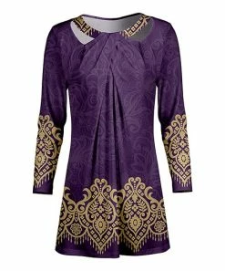 Lily | Purple & Beige Arabesque Cutout-Twist Tunic - Women