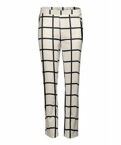 Lily | Cream & Black Windowpane Relaxed-Fit Pants - Women