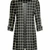 Lily | Black & Cream Windowpane Cuffed-Sleeve Open Cardigan - Plus