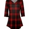 Lily | Black & Red Plaid Three-Quarter Sleeve Tunic - Plus