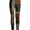 Lily | Black & Brown Plaid Patchwork Leggings - Women