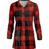 Lily | Black & Red Plaid Velvet Button-Up Tunic - Women