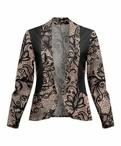 Lily | Beige & Black Lace-Print Blazer - Women