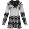 Lily | Black & White Zigzag Button Shawl Collar Tunic - Women
