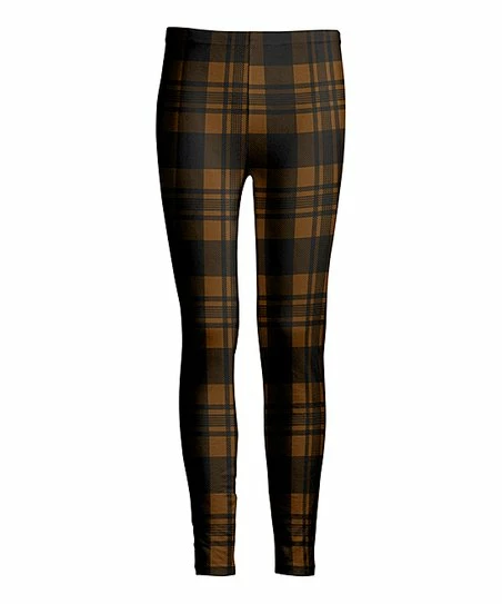 Lily | Dark Brown & Black Plaid Leggings - Women 1 Lily | Dark Brown & Black Plaid Leggings - Women