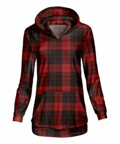 Lily | Black & Red Plaid Kangaroo-Pocket Hoodie - Women & Plus