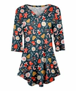 Lily | Teal & Red 'Holly Jolly' Candy Cane V-Neck Tunic - Women