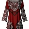 Lily | Black & Red Tapestry Scoop Neck Swing Tunic - Women & Plus